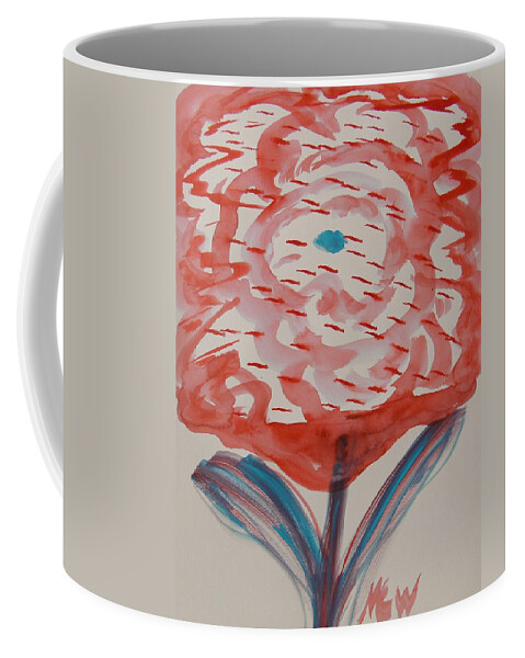 Bloom Coffee Mug featuring the painting Red and Baby Blue by Mary Carol Williams