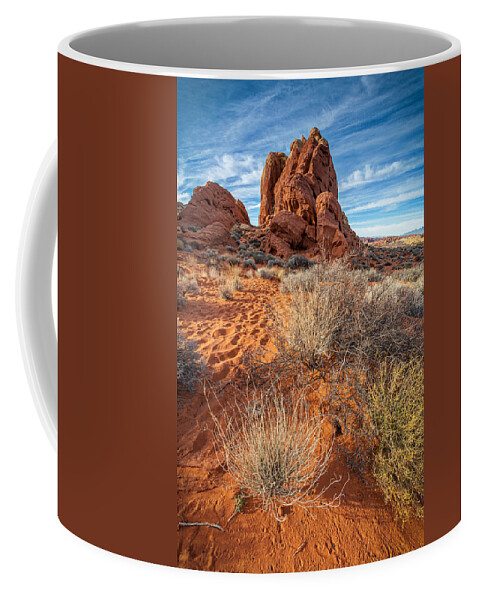 Canyon Coffee Mug featuring the photograph Red and Blue Valley of Fire by Peter Tellone
