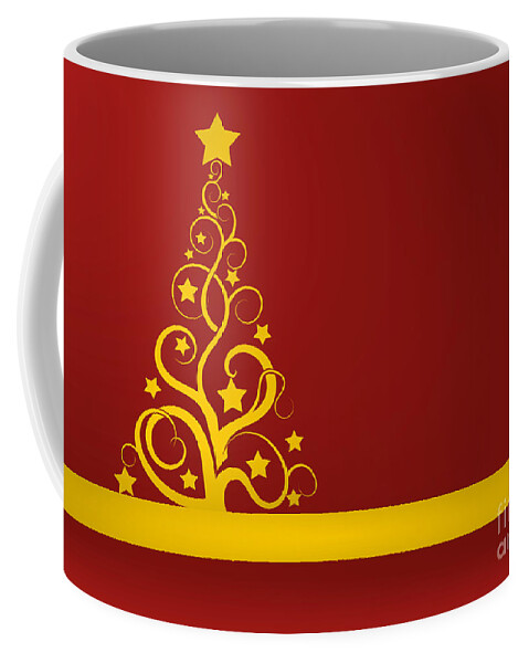Christmas Coffee Mug featuring the digital art Red and gold Christmas card by Martin Capek