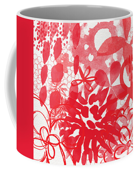 Red Flowers Flowers Abstract Painting Abstract Flowers Red And White Spring Garden Nature Daisy Mums Roses Circles Flower Painting Flower Watercolor Bedroom Art Living Room Art Gallery Wall Art Art For Interior Designers Hospitality Art Set Design Wedding Gift Art By Linda Woods Etsy Art Flowers Iphone Case Coffee Mug featuring the painting Red And White Bouquet- Abstract floral painting by Linda Woods