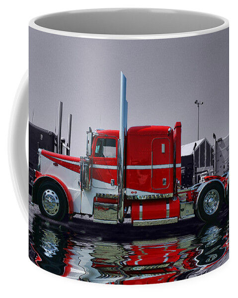 Trucks Coffee Mug featuring the photograph Red and White Peterbilt by Randy Harris