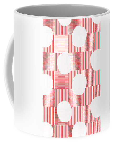 Red Coffee Mug featuring the mixed media Red and White Poof by Linda Woods