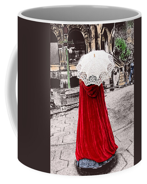 Red Cape Coffee Mug featuring the digital art Red and White Walking by Kae Cheatham