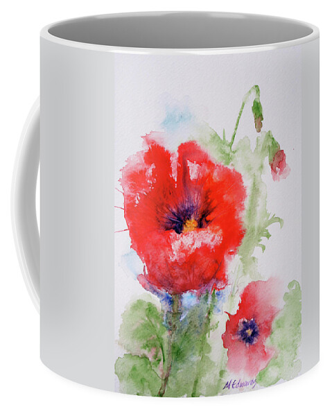 Red Coffee Mug featuring the painting Red Anemones by Marna Edwards Flavell