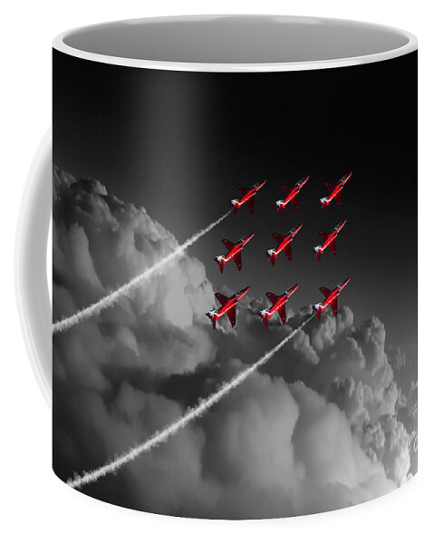 Red Coffee Mug featuring the digital art Red Arrows Diamond 9 - Pop by Airpower Art