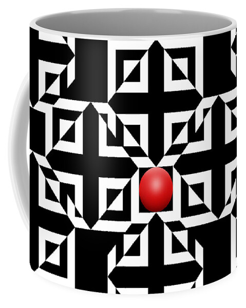 Abstract Coffee Mug featuring the digital art Red Ball 5 by Mike McGlothlen