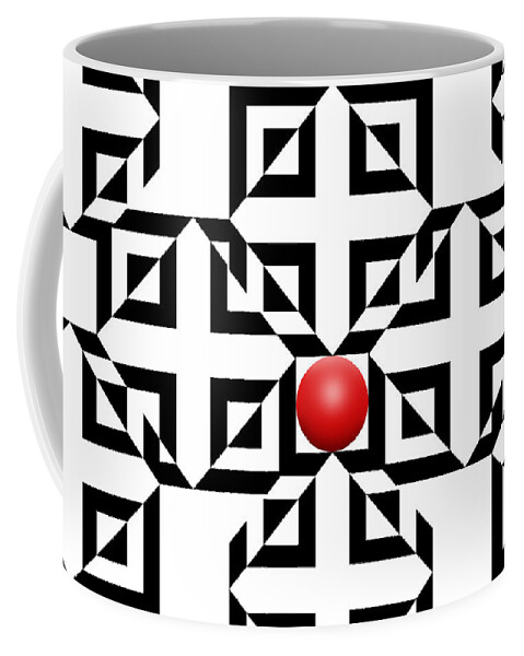 Abstract Coffee Mug featuring the digital art Red Ball 5a by Mike McGlothlen