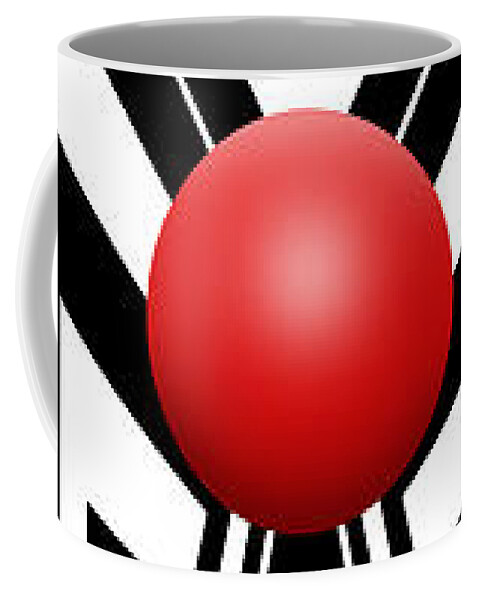 Abstract Coffee Mug featuring the digital art Red Ball 7 V Panoramic by Mike McGlothlen