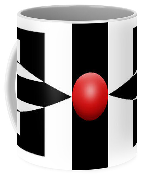 Abstract Coffee Mug featuring the digital art RED BALL 2a Panoramic by Mike McGlothlen