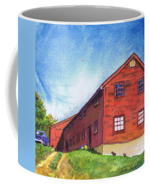 Red Coffee Mug featuring the painting Red Barn Apple Farm New Hampshire by Susan Herbst