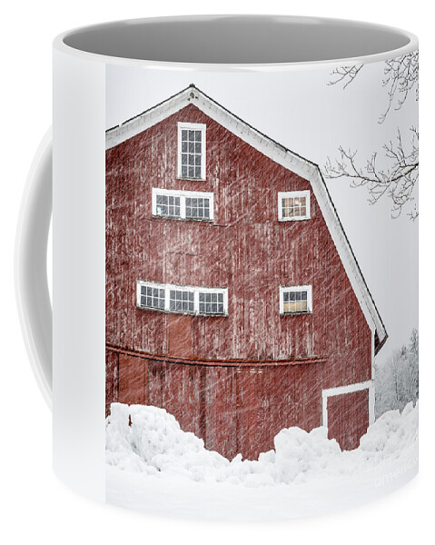 Etna Coffee Mug featuring the photograph Red Barn Whiteout by Edward Fielding