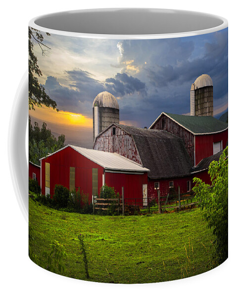 Appalachia Coffee Mug featuring the photograph Red Barns by Debra and Dave Vanderlaan