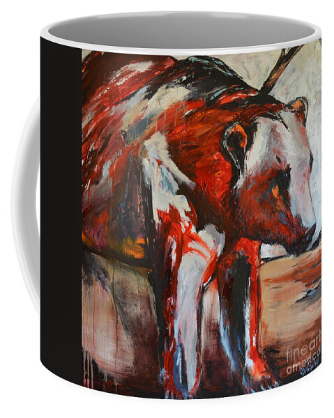 Horse Coffee Mug featuring the painting Red Bear by Cher Devereaux