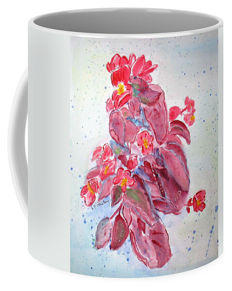 Flowers Coffee Mug featuring the painting Red Begonias by Linda Feinberg