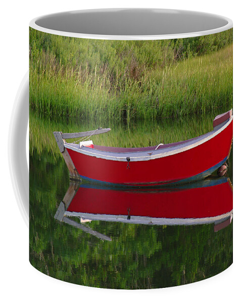 Solitude Coffee Mug featuring the photograph Red Boat by Juergen Roth