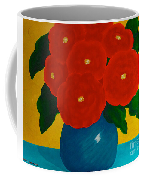 Red Bouquet Coffee Mug featuring the painting Red Bouquet by Anita Lewis