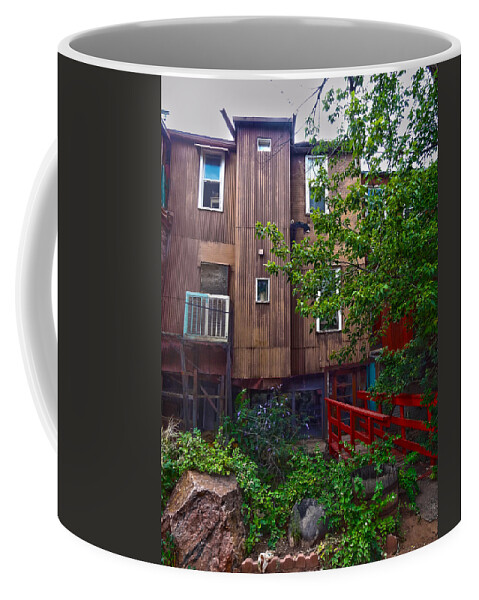 Manitou Springs Coffee Mug featuring the photograph Red Bridge on Lover's Lane II by Lanita Williams