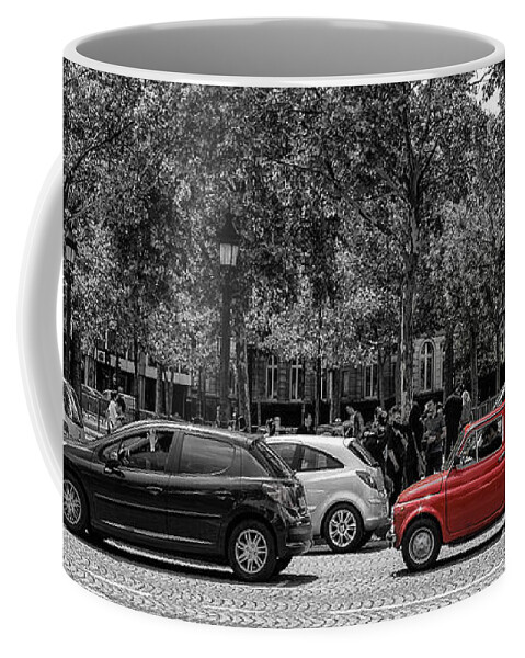 Paris Coffee Mug featuring the photograph Red Car in Paris by Nigel R Bell