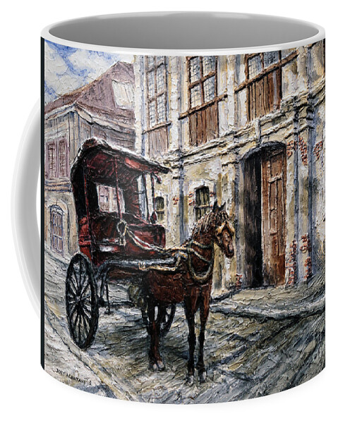 Carriage Coffee Mug featuring the painting Red Carriage by Joey Agbayani