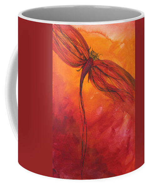 Paint Coffee Mug featuring the painting Red Dragonfly 2 by Julie Lueders 