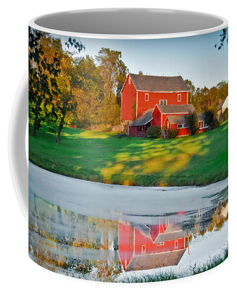 Red Coffee Mug featuring the photograph Red Farm House by Gary Keesler