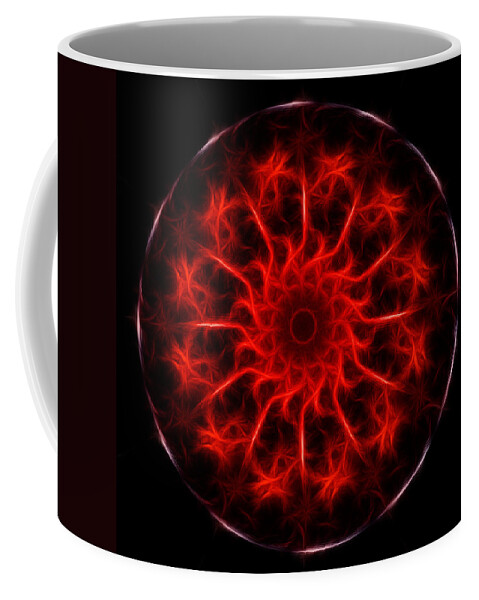 Mandala Coffee Mug featuring the photograph Red Fire Mandala/Kaleidoscope by Beth Venner