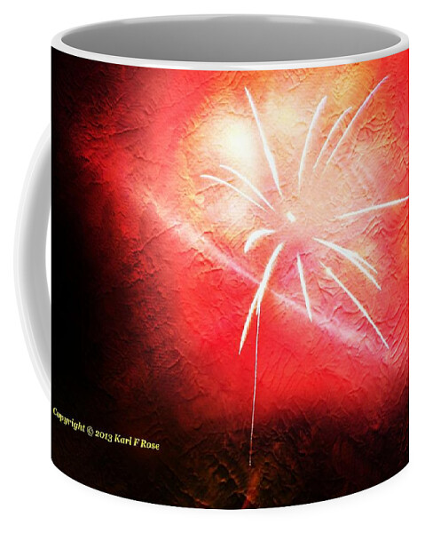 Fireworks Coffee Mug featuring the photograph Red fireworks as painting by Karl Rose