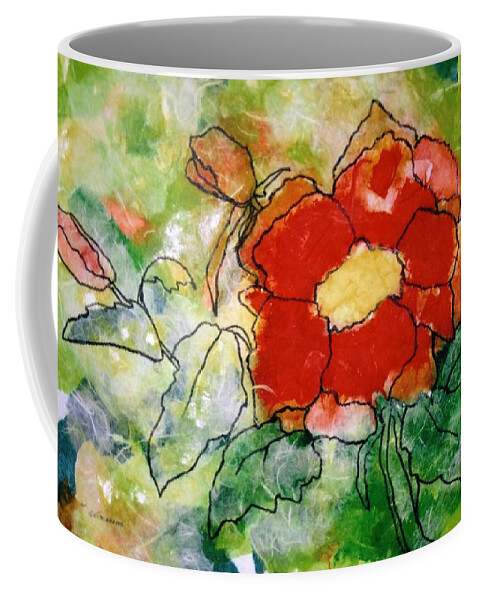 Floral And Foliage Coffee Mug featuring the painting Red flower by Louise Adams