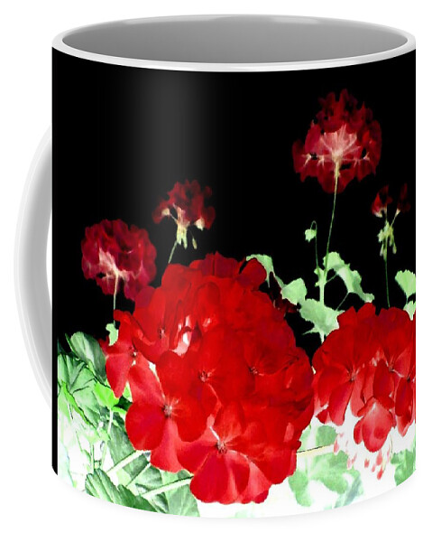 Red Geraniums Coffee Mug featuring the digital art Red Geraniums by Will Borden