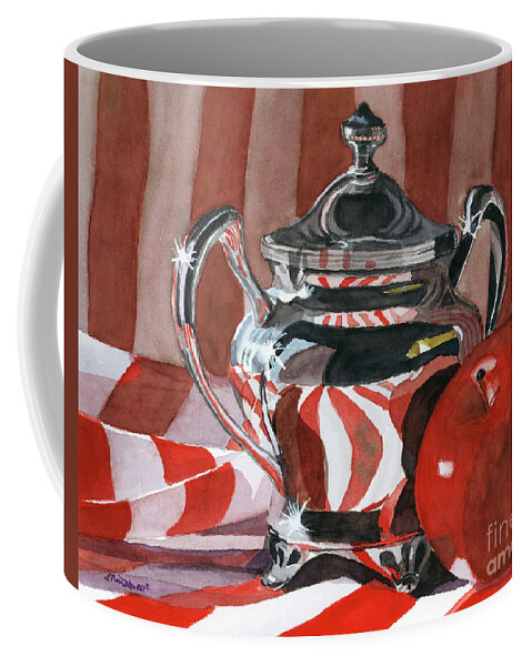 Red Coffee Mug featuring the painting Red in Silver by Lynne Reichhart