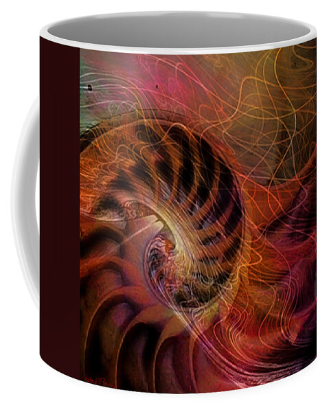 Nautilus Coffee Mug featuring the digital art Red Nautilus by Barbara Berney