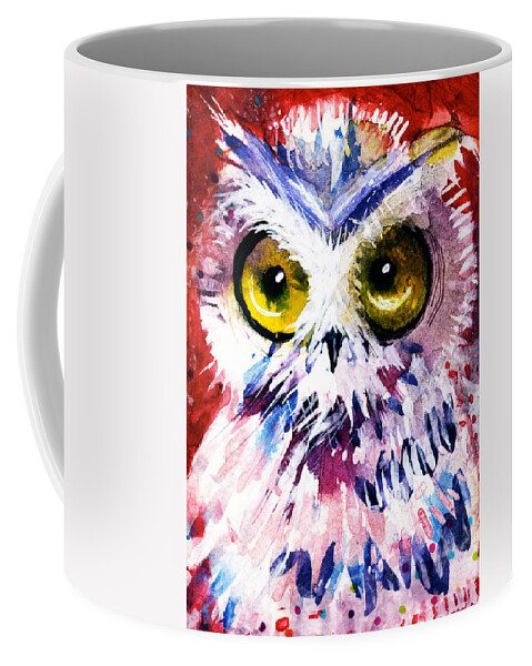  Owl Coffee Mug featuring the painting Red Owl by Laurel Bahe
