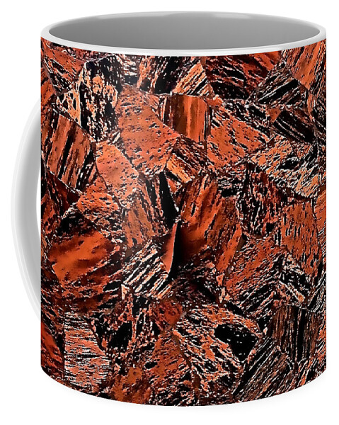 Red Coffee Mug featuring the photograph Burnt Red Cubist Rocks by Debra Amerson