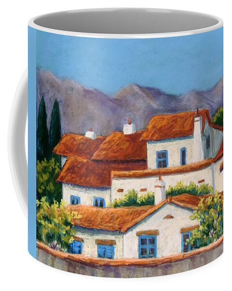 Spanish Buildings Coffee Mug featuring the pastel Red Tile Roofs by Candy Mayer