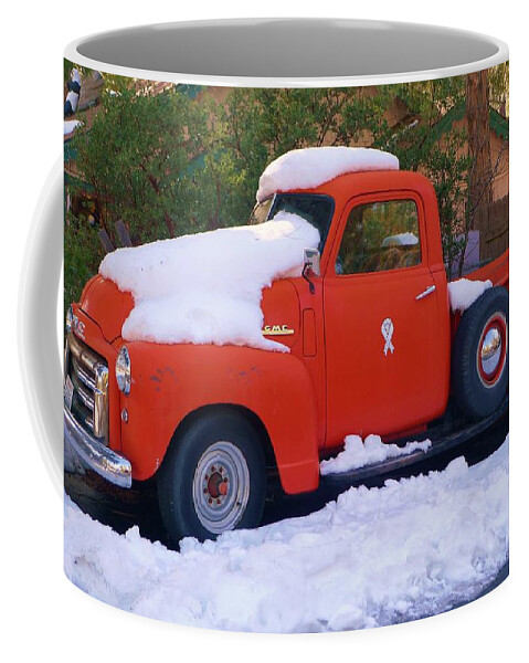  Coffee Mug featuring the photograph Red Truck - Idyllwild by Nora Boghossian