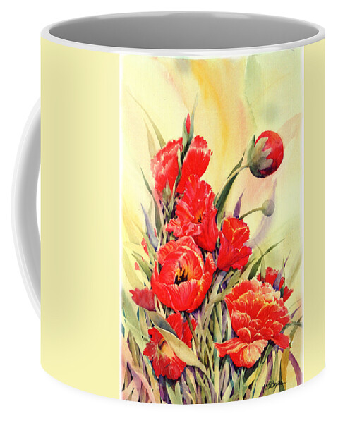 Painting Of Tulips Coffee Mug featuring the painting Red Tulips by Maryann Boysen