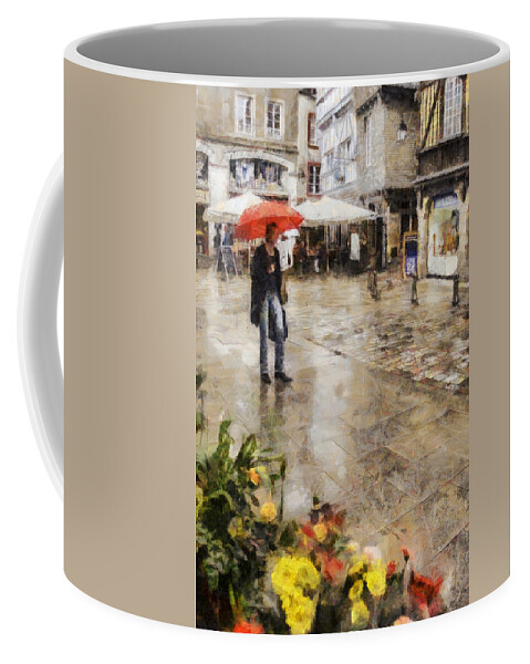 Red Coffee Mug featuring the photograph Red Umbrella by Nigel R Bell