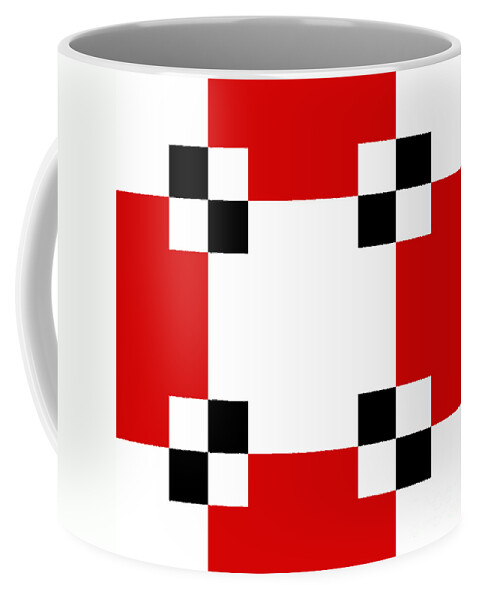 Andee Design Abstract Coffee Mug featuring the digital art Red White And Black 21 Square by Andee Design