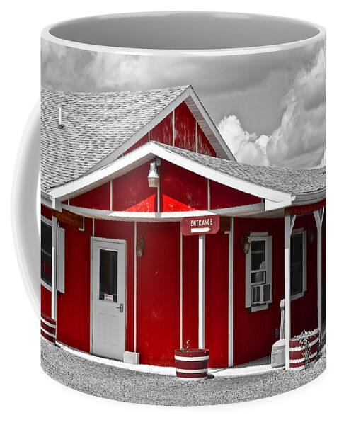 Red Coffee Mug featuring the photograph Red White and Black by Frozen in Time Fine Art Photography