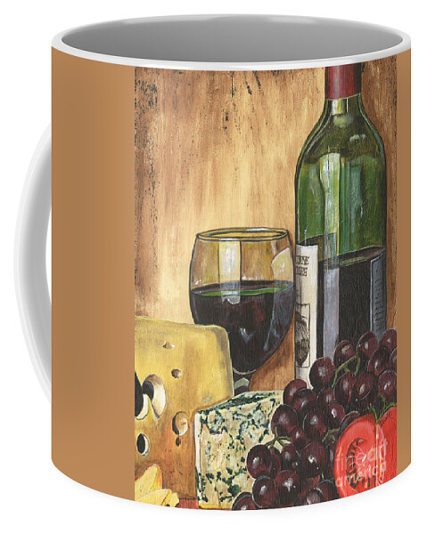 Red Wine Coffee Mug featuring the painting Red Wine and Cheese by Debbie DeWitt