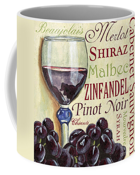 Wine Coffee Mug featuring the painting Red Wine Text by Debbie DeWitt
