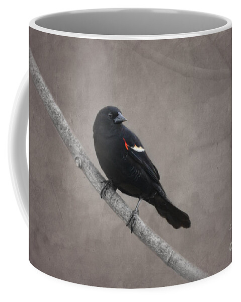 Red Winged Blackbird Coffee Mug featuring the photograph Red Winged Blackbird by Jayne Carney