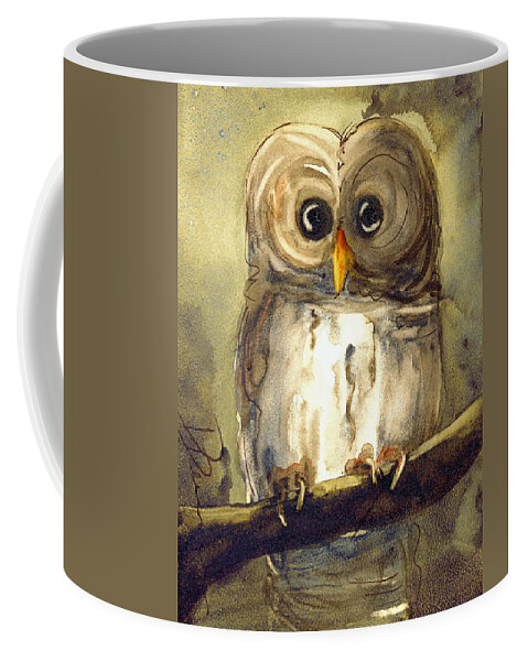 Owl Coffee Mug featuring the painting Redbird Cottage Owl by Dawn Derman
