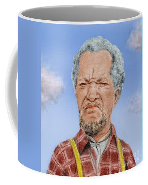 The Cast Of Sanford And Son Coffee Mug featuring the digital art Redd Foxx as Fred Sanford by Jim Fitzpatrick