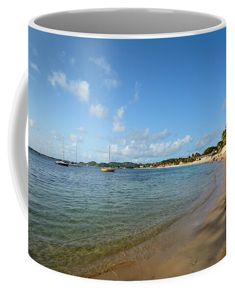 st Lucia Coffee Mug featuring the photograph Reduit Beach and Rodney Bay - Saint Lucia by Brendan Reals