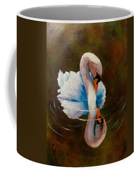 Swan Coffee Mug featuring the painting Reflecting by Carol Avants