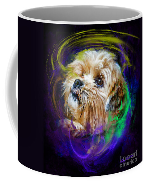 A Dogs Life Coffee Mug featuring the digital art Reflecting On My Life by Kathy Tarochione