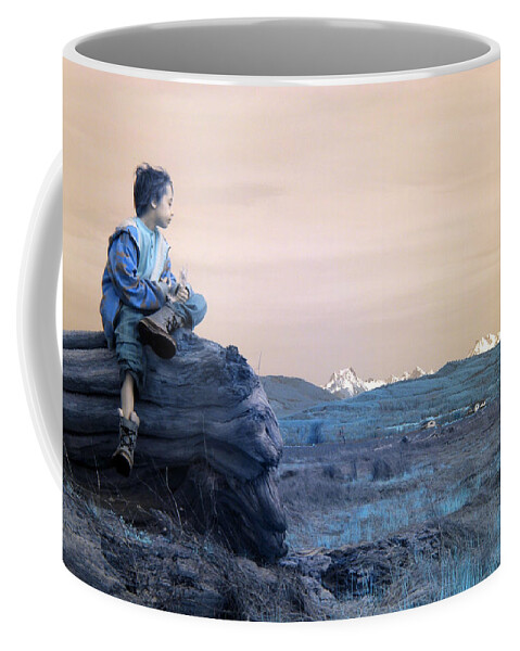 Boy Coffee Mug featuring the photograph Reflecting Thoughts by Rebecca Parker