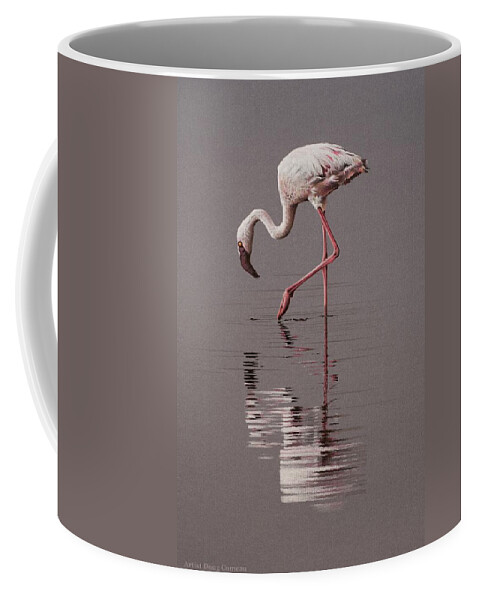 Flamingo Coffee Mug featuring the drawing Reflections by Stirring Images