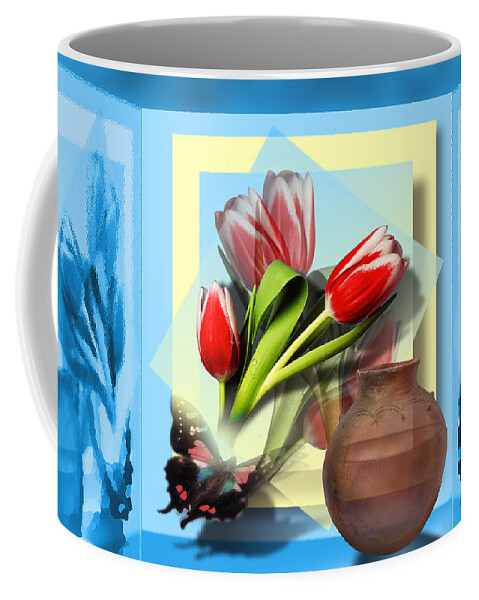 Tulips Coffee Mug featuring the digital art Reflections by Linda Carruth